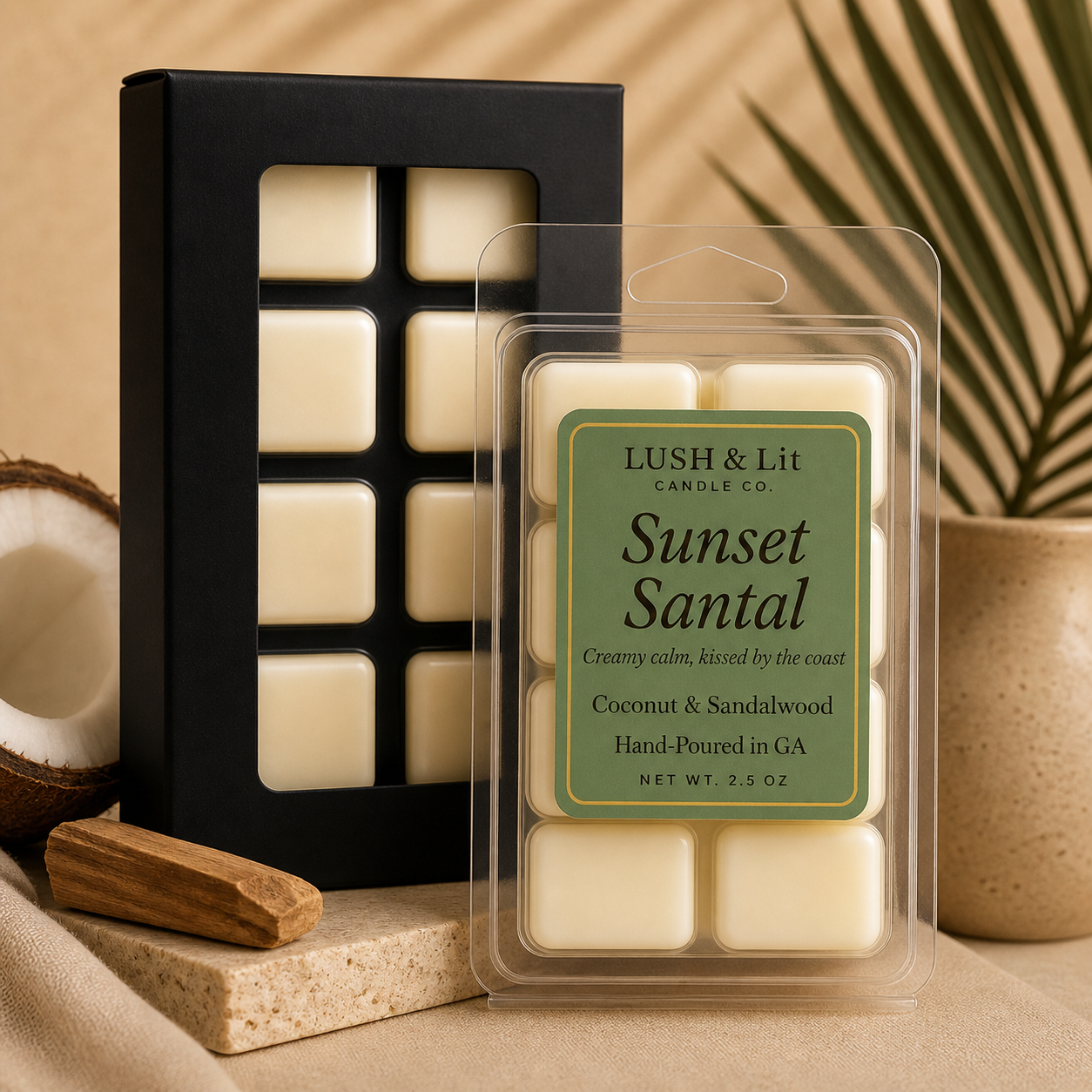 Sunset Santal -Wax Melt
Creamy calm, kissed by the coast.